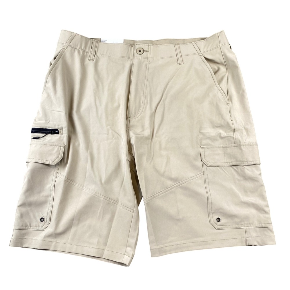Iron Co Mens Stretch Hybrid Cargo Shorts Khaki Tan Size 38 I427149S